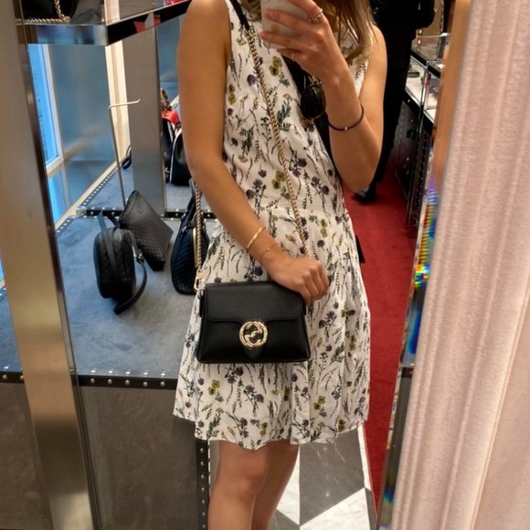 NEW GUCCI Interlocking GG Black Leather Small Crossbody Shoulder Chain Bag $2190 - Picture 3 of 15